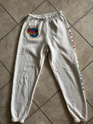 Aviator Nation Cream Joggers with Rainbow Side Logo thumbnail 5