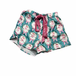🎅✨ Christmas Santa Pajama Short Set w/‎ Velvet Bows – Size Large NWT 🎁 thumbnail 3