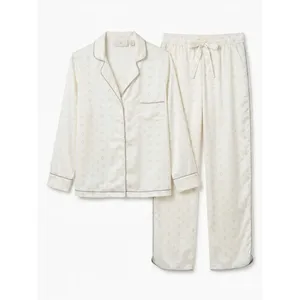 Rachel Parcell Satin Style Pajama Diamond Set Ivory Bridal Getting Ready Small thumbnail 3