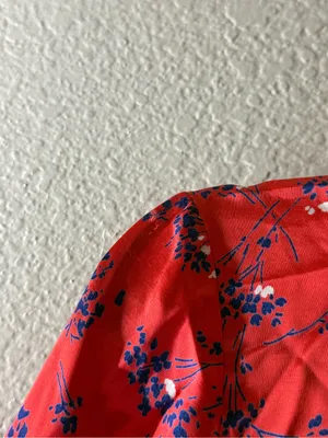 Topshop Red Floral Satin Midi Dress Open Back Long Sleeve V Neck Size 6 thumbnail 7
