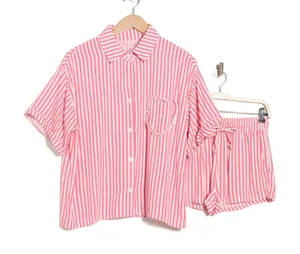 Betsey Johnson Heart Patch Cabana Button Up Shirt & Shorts Cover-up Set thumbnail 1