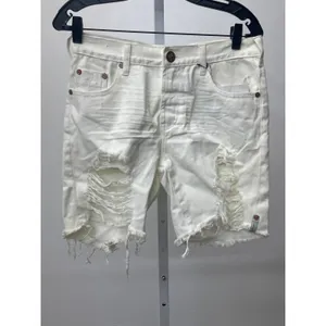 One Teaspoon Sz 26 Stevies White Distressed Ripped Cut Off High Rise Jean Shorts thumbnail 3