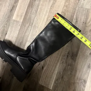 Amazon Black Chunky Vegan Leather knee high boots thumbnail 6