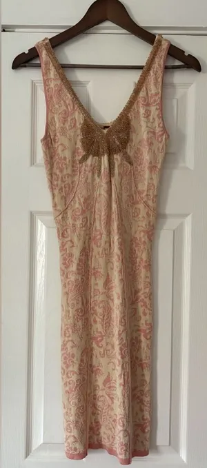 Free People‎ Starstruck Champagne Corset Knit Sleeveless Dress Size Small EUC thumbnail 1
