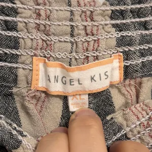 Striped Linen Blend‎ Shorts Juniors XL Grey Cream Red Coastal Beach Boho Casual thumbnail 4