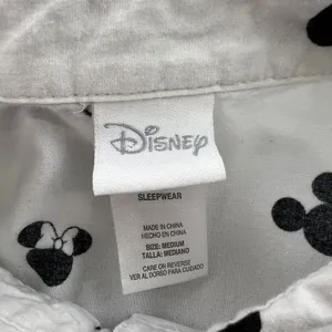 Disney Minnie Mouse Button Down‎ Long Sleeve Tunic Sleepwear White/ Black Medium thumbnail 4
