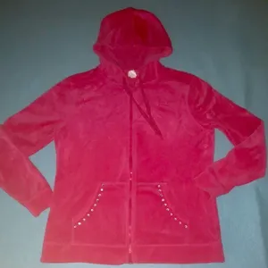 EVERLAST SPORT hot pink velour zip up hoodie bling trim at pockets NEW size L thumbnail 1