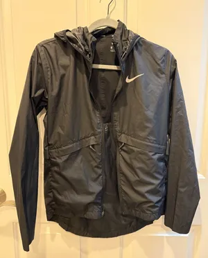 Nike Black Hooded Performance Jacket with Swoosh thumbnail 1