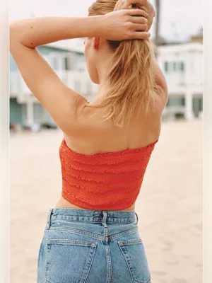 Anthropologie‎ Celandine Strapless Smocked Top in Aura Red XL NWT thumbnail 3