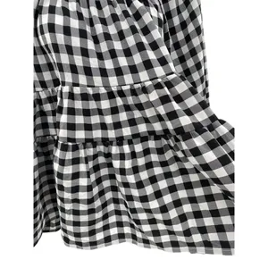 Entro Black and Off White‎ Gingham Print Woven Top NWT Small Checker 3/4 Sleeve thumbnail 3