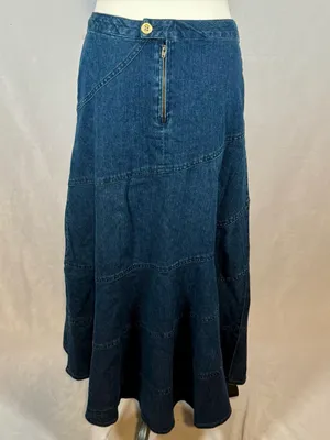 VINTAGE Y2K-era Baccini denim paneled maxi skirt size 6 thumbnail 3