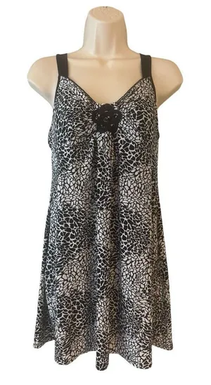 New Direction ND Intimates Night Gown White Black Floral Size Small thumbnail 1