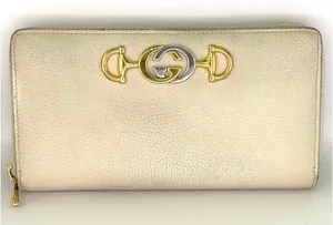 Gucci GG Two Tone Hardware Cream Leather Zip Around Wallet thumbnail 1