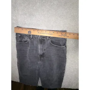 Levis‎ Premium 70s High Flare Jean Women 27x30 Black Washed Denim Big E ** thumbnail 10