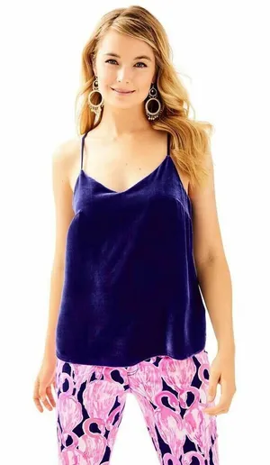 Lilly Pulitzer Women's‎ Silk Blend Dusk Velvet Top True Navy Racerback Top Small thumbnail 1