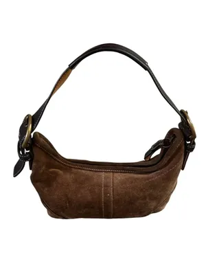 Coach D3S-9503 Suede Leather Shoulder Bag Handbag Brown Vintage thumbnail 2