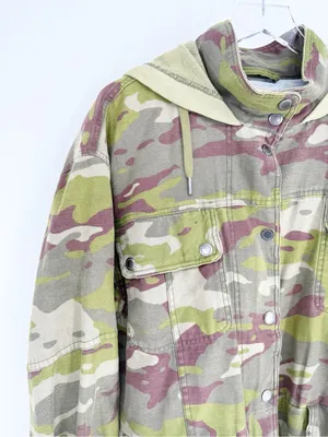 Free People Nocturne Camo Parka Jacket Women's Size S Green Utility Grunge thumbnail 6