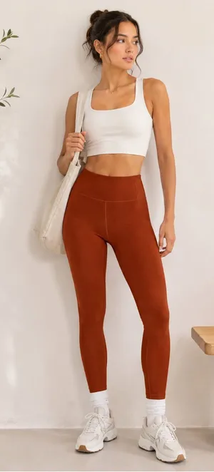 Girlfriend Collective Hi Rise Full Length Sedona Terracotta Activewear‎ Leggings thumbnail 1