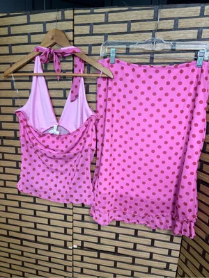 See You Monday Pink Polka Dot Two Piece Skirt Set Size XL thumbnail 2