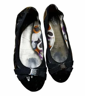 COACH Patent Leather Medallion Buckled Strapped Elastic Ballet Flats Size 9 GUC thumbnail 1