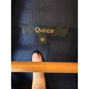 Quince French Terry Modal Cardigan Women Medium Navy Thumbholes Open Front thumbnail 9