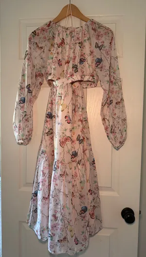 Steve Madden NWT Cadi Butterfly Floral Chiffon Whimsical Fairy Cutout Dress XS thumbnail 2