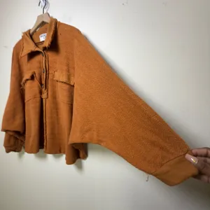Bucket List Women 100% Cotton Shacket Shirt Jacket Small Brown‎ Raw Hem Boho thumbnail 5