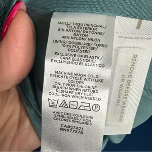 NWOT Ann Taylor Smocked Waist Flare Midi Dress Large Teal Casual Minimalist Work thumbnail 4