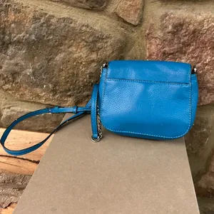 Michael Kors Teal Blue Pebbled Leather Crossbody with MK Medallion thumbnail 3