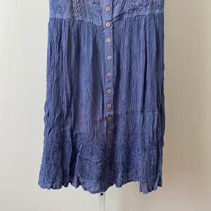 Mamta Boho Beachy Lagenlook Embroidered Button Midi Dress S Purple thumbnail 3