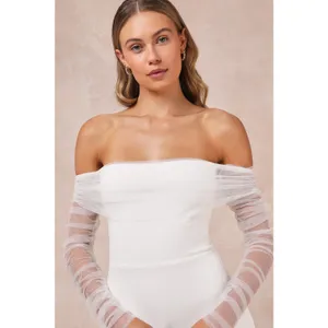 Lulus Beautifully Beloved White Mesh Off-the-Shoulder Maxi Dress Elegant Medium thumbnail 3