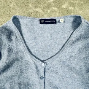 Pure Cashmere 100% Cashmere Cardigan Sweater Women M Button Up Preppy Minimalist thumbnail 6