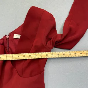 House of CB Caprice Red One Shoulder Long Sleeve Mini Dress SB5802 Womens Size S thumbnail 4