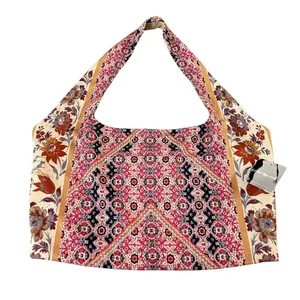Free People Movement Womens M Hater Crop Top Cream Pink Rust Boho Print Yoga New thumbnail 1
