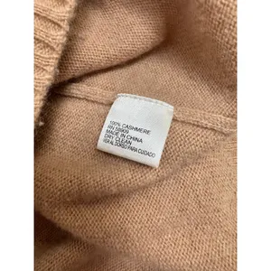 100% Cashmere Ruffle Sleeve Sweater Camel Tan Crewneck Pullover M/L thumbnail 5