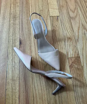NWOT Banana Republic All Leather Vintage Slingback Sandals like hello soulmate Kitten Classic Pointed Casual Work Date Daily Low heeled Pumps Stilettos thumbnail 1