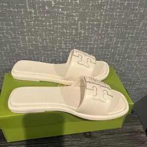 NIB TORY BURCH DOUBLE T SPORT LOGO SLIDE SHOE light cream gold 7.5 thumbnail 6