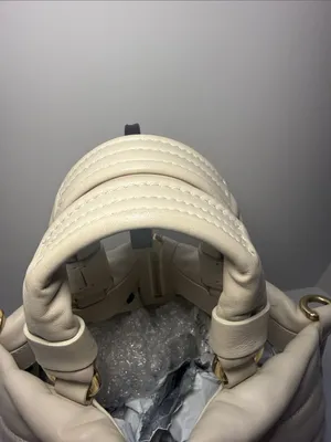Moncler Amandine Borsa White Leather Puffer Satchel thumbnail 5
