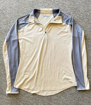 Columbia Women's Long Sleeve Omni-Wick Quarter-Zip Shirt Cream and Gray‎ Size M thumbnail 1