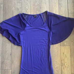 Guess Purple Flutter Sleeve Blouse thumbnail 1