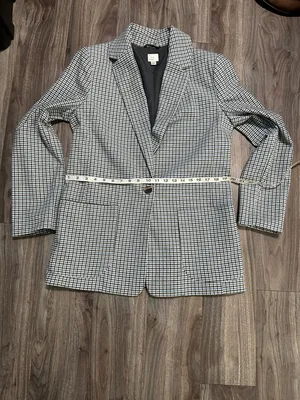 a new day Plaid Single-Button Blazer in Blue and Black. thumbnail 11