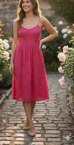 Pink lace long small dress new thumbnail 1