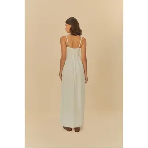 NWOT Farm Rio Linen Blend White Sleeveless Maxi Dress Size XS thumbnail 4