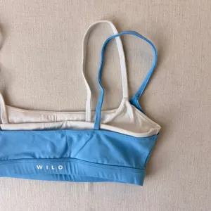 Wilo The Label Layered Activewear Sports Bra Crop Top Women Large Blue White thumbnail 9