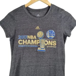 Adidas Womens Gray 2017 NBA Champions Golden‎ State Warriors T Shirt Medium thumbnail 3