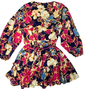 Baltic Born tally mini dress floral colorful balloon‎ long sleeve tie belt large thumbnail 3