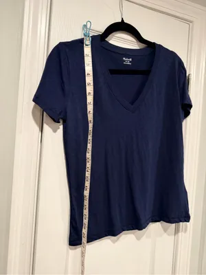 NWOT Madewell Size XS Navy Blue V Neck Short Sleeve Slub Cotton Tee Shirt thumbnail 8