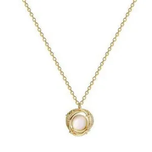 18K Gold Plated Cat's Eye Stone Pendant Necklace for Women thumbnail 2