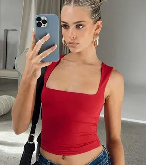Princess Polly Back in Time Top Red Size 2 thumbnail 1