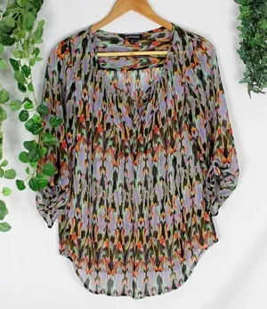 4/$25 Express Flowy Tie front chiffon top thumbnail 1